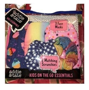 Addie & tate Washable Kids Face Mask and scrunchies with reusable pouch